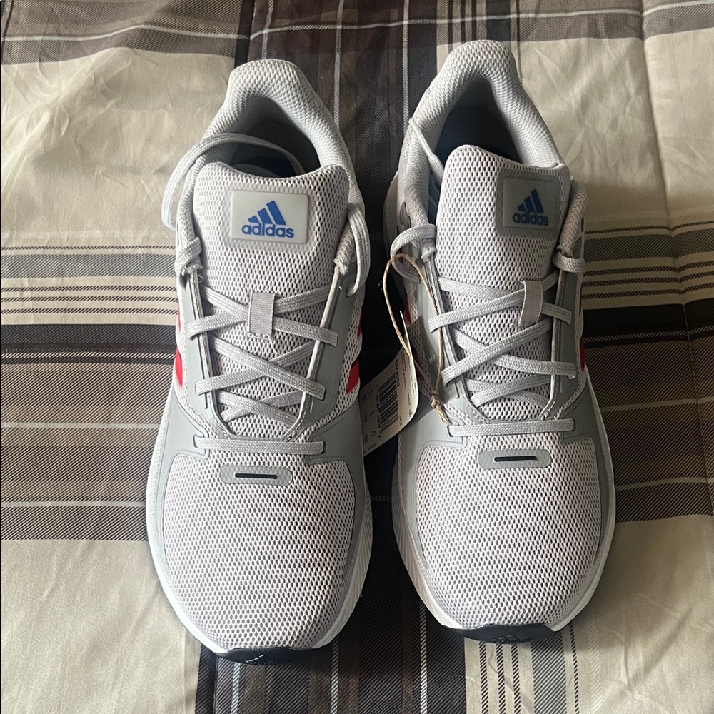 Adidas Run Falcon2.0 Light Gray Sneakers with Blue Logo